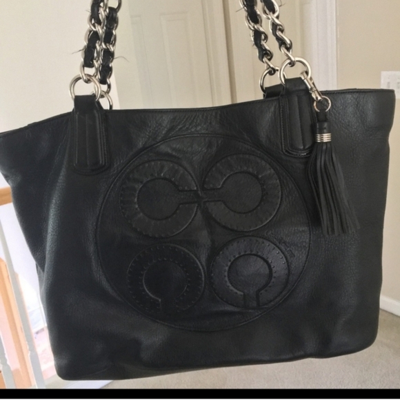 Rare Coach COLETTE LEATHER OP ART LOGO TOTE - Picture 4 of 8